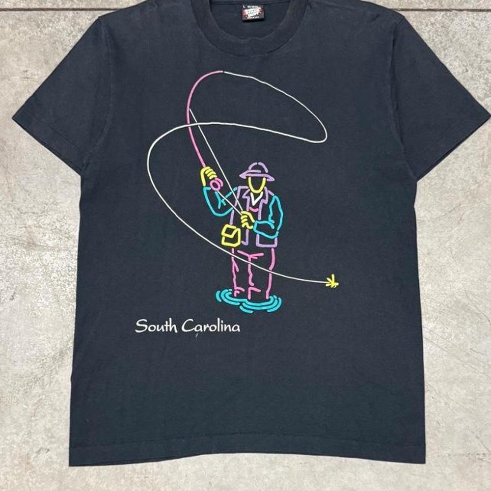 Vintage 90s Men's South Carolina Fly Fishing Single Stitch T Shirt Sz Large